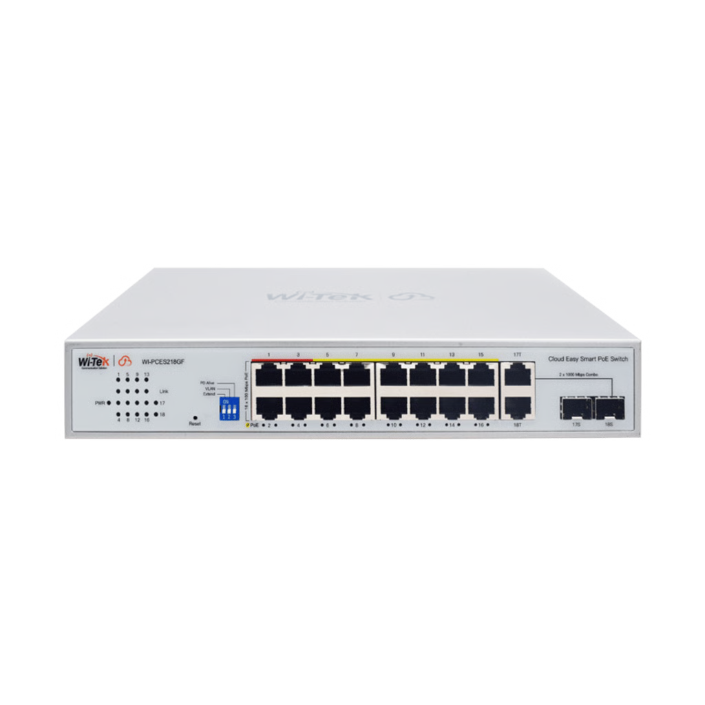 SWITCH POE / ADMINISTRACIÓN EN LA NUBE / CON 16 PUERTOS 10/100 MBPS POE AF/AT/BT / 2 PUERTOS SFP UPLINK 10/100/1000 MBPS / PRESUPUESTO 250 W / POE HASTA 250 METROS / SOPORTA PROTOCOLO ONVIF