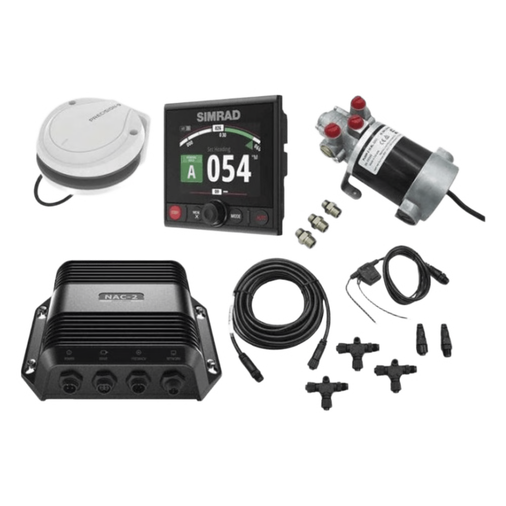 PILOTO AUTOMÁTICO SIMRAD PARA EMBARCACIONES FUERABORDA Y DENTROFUERABORDA / PAQUETE COMPLETO / CONTROLADOR AP44 CON PANTALLA A COLOR 4.1 PULGADAS / BOMBA HIDRÁULICA RPU-80 / BRÚJULA PRECISION-9 / COMPATIBLE CON NMEA 2000® / VIRTUA