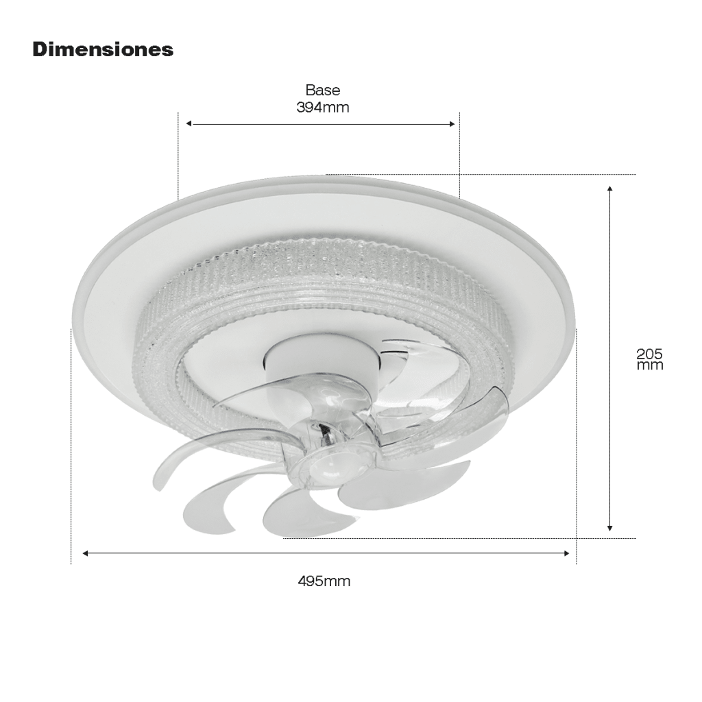 VENTILADOR DE TECHO CON LUMINARIO LED DE 110 V CA 50/60 HZ / 88 W / 3 TONOS DE LUZ (6500 - 4 000 - 2 700 K) / CON GIRO 360° / DIÁMETRO 495 MM / 6 VELOCIDADES / DIMEABLE.-Iluminación-JWJ-Bsai Seguridad & Controles