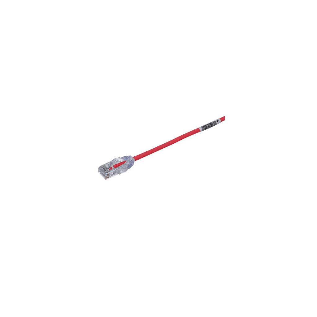 CABLE DE PARCHEO TX6, UTP CAT6, DIAMETRO REDUCIDO (28AWG), COLOR ROJO, 0.5 METROS (1.64 PIES)