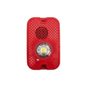 SIRENA CON LÁMPARA LED ESTROBOSCÓPICA / 2 HILOS / MONTAJE EN PARED / 16 A 24 VCD / CONFIGURACIÓN ESTROBOSCÓPICA SELECCIONABLE / TEXTO EN INGLÉS / COLOR ROJO / USO EXTERIOR