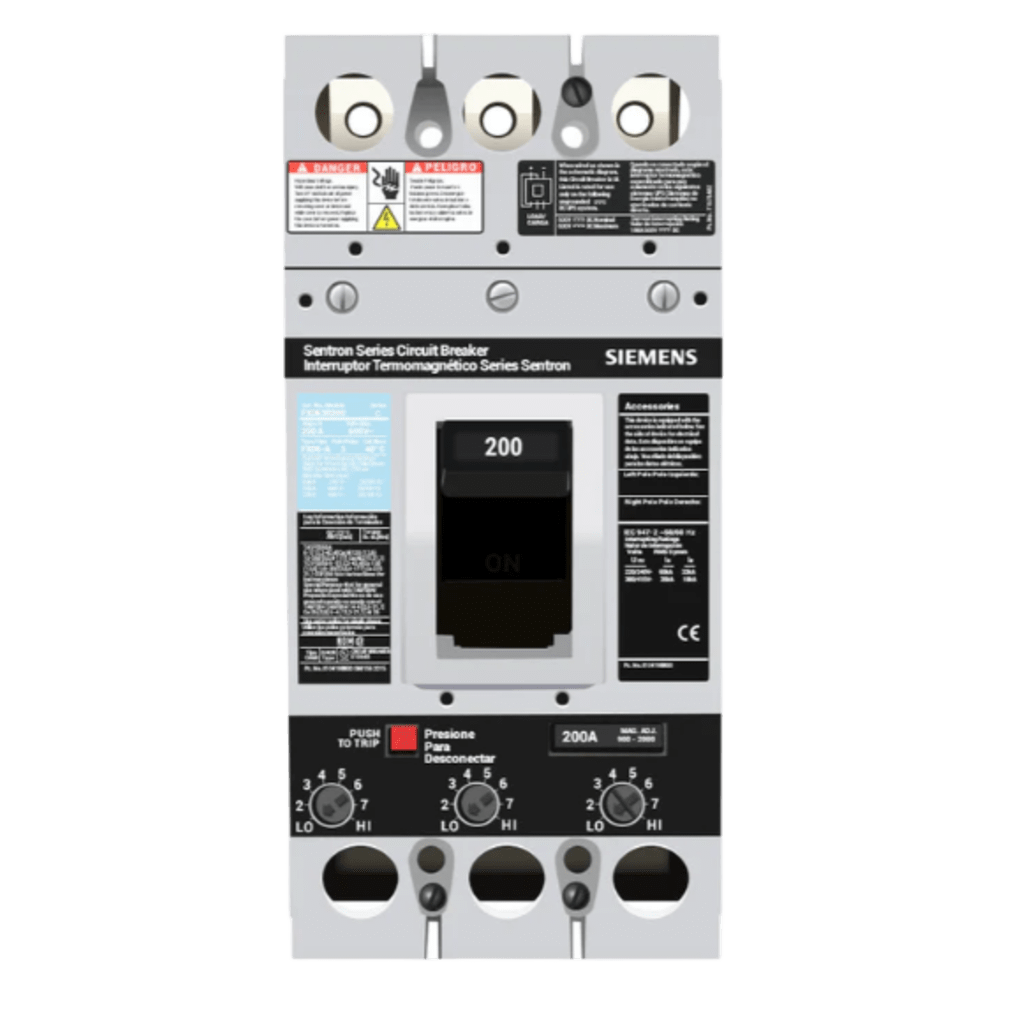 INTERRUPTOR TERMOMAGNÉTICO 600V 3X200A, CON ZAPATAS PRINCIPALES.-Área Eléctrica-SIEMENS-Bsai Seguridad & Controles