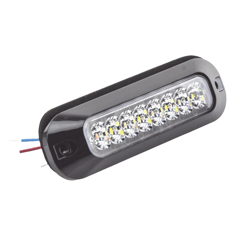 LUZ AUXILIAR DE 8 LED, ROJO/BLANCO, LENTE TRANSPARENTE