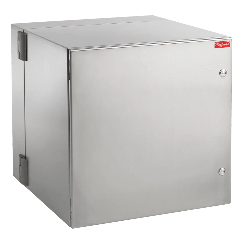 GABINETE INDUSTRIAL PROTEK DE PUERTA SÓLIDA, PROTECCIÓN NEMA TIPO 4/4X/12, ABATIBLE, FABRICADO EN ACERO INOXIDABLE SS304, 12 UR, COLOR GRIS CLARO-Racks y Gabinetes-HOFFMAN-Bsai Seguridad & Controles