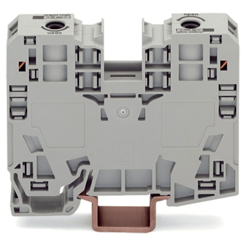 BORNA DE PASO / 2 CONDUCTORES / 35 MM² / POWER CAGE CLAMP / MONTAJE EN CARRIL DIN 35 X 15 / POLIAMIDA (PA66) / GRIS / TENSIÓN 1000 V / CORRIENTE 125 A-Drones, Robots e Industrial-WAGO-Bsai Seguridad & Controles
