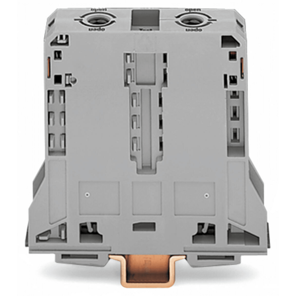 BORNA DE PASO PARA 2 CONDUCTORES / 95 MM² / POWER CAGE CLAMP / MONTAJE EN CARRIL DIN 35 X 15 / TENSIÓN ASIGNADA 1000 V / CORRIENTE ASIGNADA 232 A / MATERIAL POLIAMIDA (PA66) / GRIS-Drones, Robots e Industrial-WAGO-Bsai Seguridad & Controles