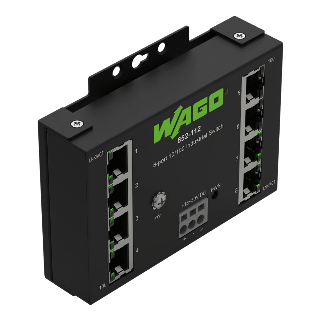 SWITCH INDUSTRIAL ECO / 8 PUERTOS 10/100BASE-TX / MONTAJE CARRIL DIN / IP30 / -40°C A +70°C / PROTECCIÓN SOBRETENSIONES / TABLA MAC 2000 DIRECCIONES