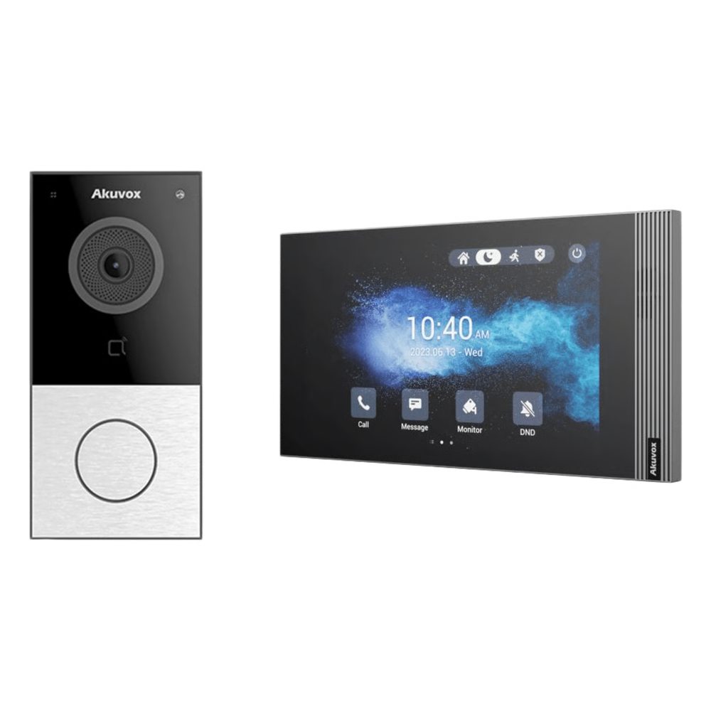 KIT AKUVOX WIFI E12W + S562W / 100% EN LA NUBE / POE / BLUETOOTH / NFC / LECTOR DE TARJETAS MIFARE / ONVIF / IP65 / CÁMARA 2 MP / BOTÓN CON ILUMINACIÓN / CONTROL DE 1 PUERTA / ENTRADAS DE ALARMA