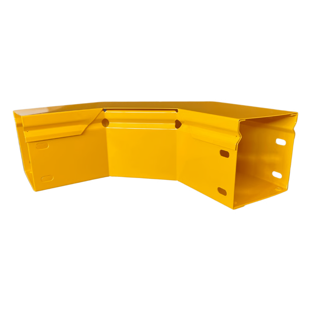 CHFIBER CURVA HORIZONTAL A 90° DE ALUMINIO PERALTE 4" ANCHO 4" RADIO 8" CON RECUBRIMIENTO EN PINTURA EPÓXICA, INCLUYE TAPA , UN PAR DE COPLES Y TORNILLERÍA.