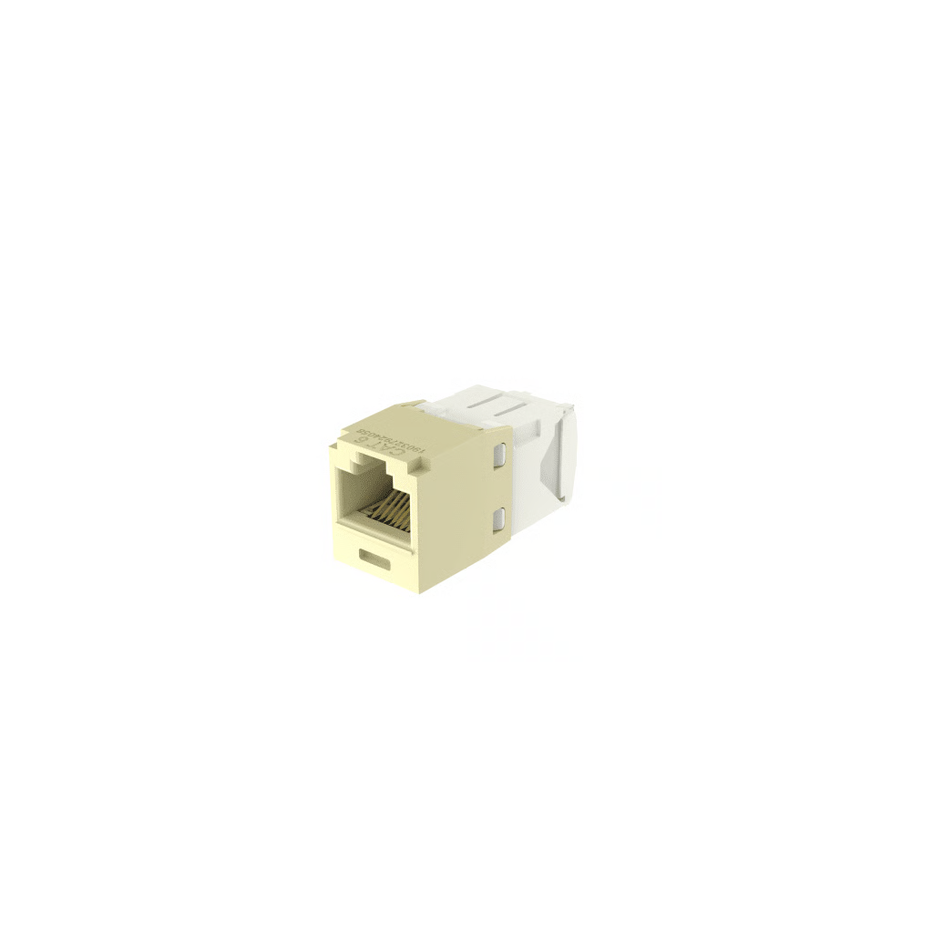 CONECTOR JACK RJ45 ESTILO TG, MINI-COM, CATEGORÍA 6, DE 8 POSICIONES Y 8 CABLES, COLOR MARFIL
