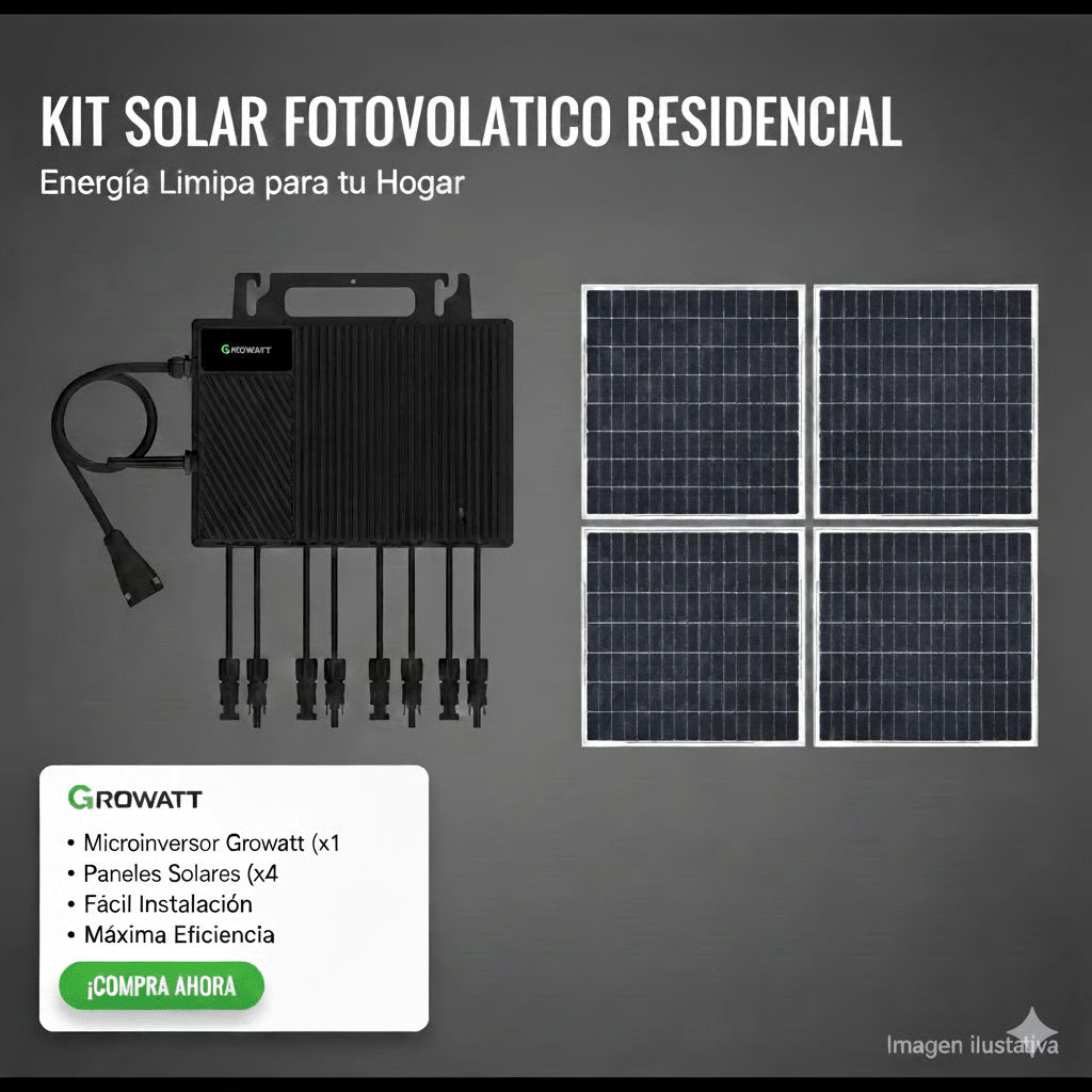 KIT SOLAR INTERCONEXION  / 2.5KW  220VCA / MICROINVERSORES GROWATT / MONTAJE INCLUIDO