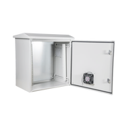 KIT GABINETE VENTILADO DE ACERO, MONTAJE RACK 19" 11U, IP55 USO EN EXTERIOR (593 X 609 X 399 MM) CON PLACA TRASERA INTERIOR METÁLICA Y COMPUERTA INFERIOR ATORNILLABLE. INCLUYE VENTILADOR, VENTILAS, FILTROS, TERMINAL DE TIERRA FÍSICA, CH