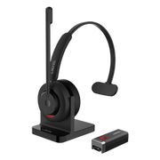 DIADEMA INALÁMBRICA DECT/BLUETOOTH CON MICRÓFONO ROTABLE /AUDIO HD/  CANCELACIÓN IA/  INCLUYE BASE DE CARGA