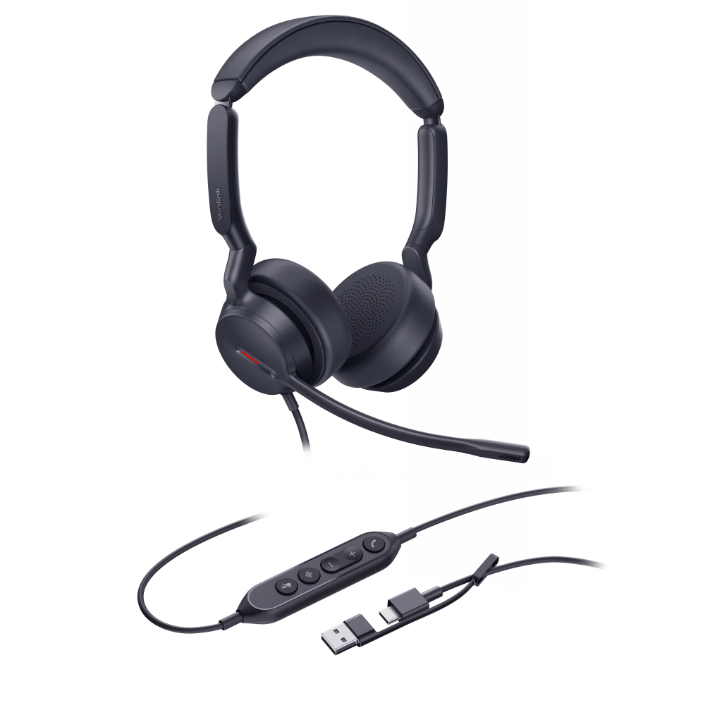 DIADEMA ALÁMBRICA UH44 DUAL UC DE YEALINK CON CONECTIVIDAD USB-C/A Y AMPLIA COMPATIBILIDAD