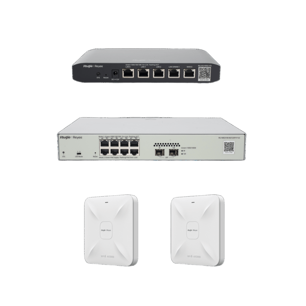 SOLUCIÓN COMPLETA DE RED PARA HASTA 100 CLIENTES Y HASTA 2 SERVICIOS DE INTERNET., IDEAL PARA INICIAR UN PROYECTO DE HOTELERÍA U OFICINA