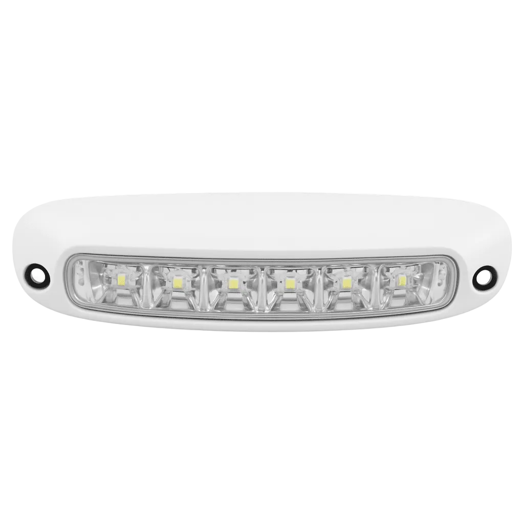 LUZ DE ESCENA SPW13, BASE BLANCA, 12–24VCD, LED BLANCO Y LENTE TRANSPARENTE
