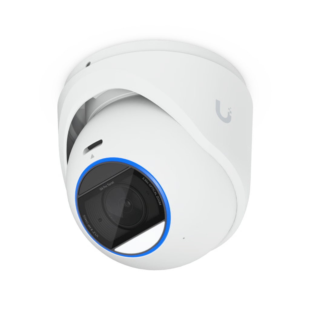 UNIFI PROTECT G6 PRO TURRET - CÁMARA 4K POE+ ANTIMANIPULACIÓN Y TODO CLIMA CON MOTOR DE IA MULTI-TOPS, ZOOM ÓPTICO 2.36× Y SENSOR CMOS 1/1.2