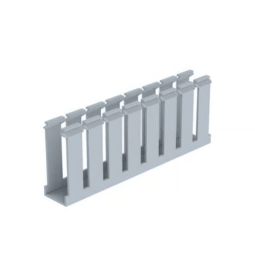 CANALETA RANURADA DE PVC SIN TAPA, TIPO G, 1.25 IN DE ANCHO, 3.12 IN DE ALTO Y 1800 MM DE LARGO, COLOR GRIS
