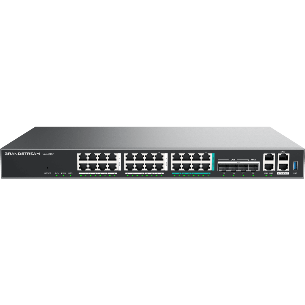 ROUTER TODO-EN-UNO GCC6021 CON PBX DE 50 EXTENSIONES + FIREWALL + VPN + SWITCH DE 16 PUERTOS GBE + 4X SFP+ 10 GBE Y 8X 2.5 GBE / GESTIÓN EN LA NUBE CON GDMS-Networking-GRANDSTREAM-Bsai Seguridad & Controles