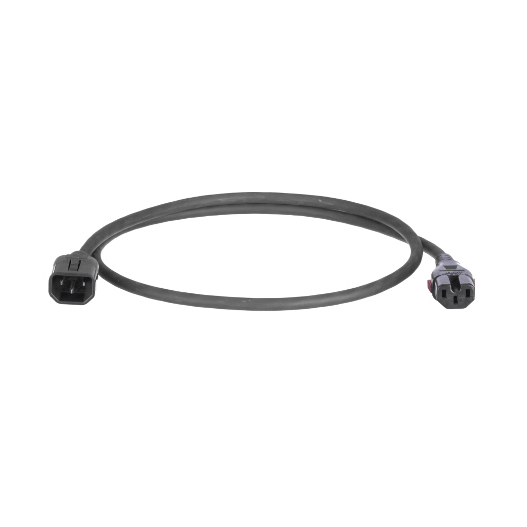 CABLE DE ALIMENTACIÓN ELÉCTRICA CON BLOQUEO DOBLE DE SEGURIDAD, DE IEC C14 A IEC C13, 6 FT. DE LARGO, COLOR NEGRO, PAQUETE DE 10 PIEZAS