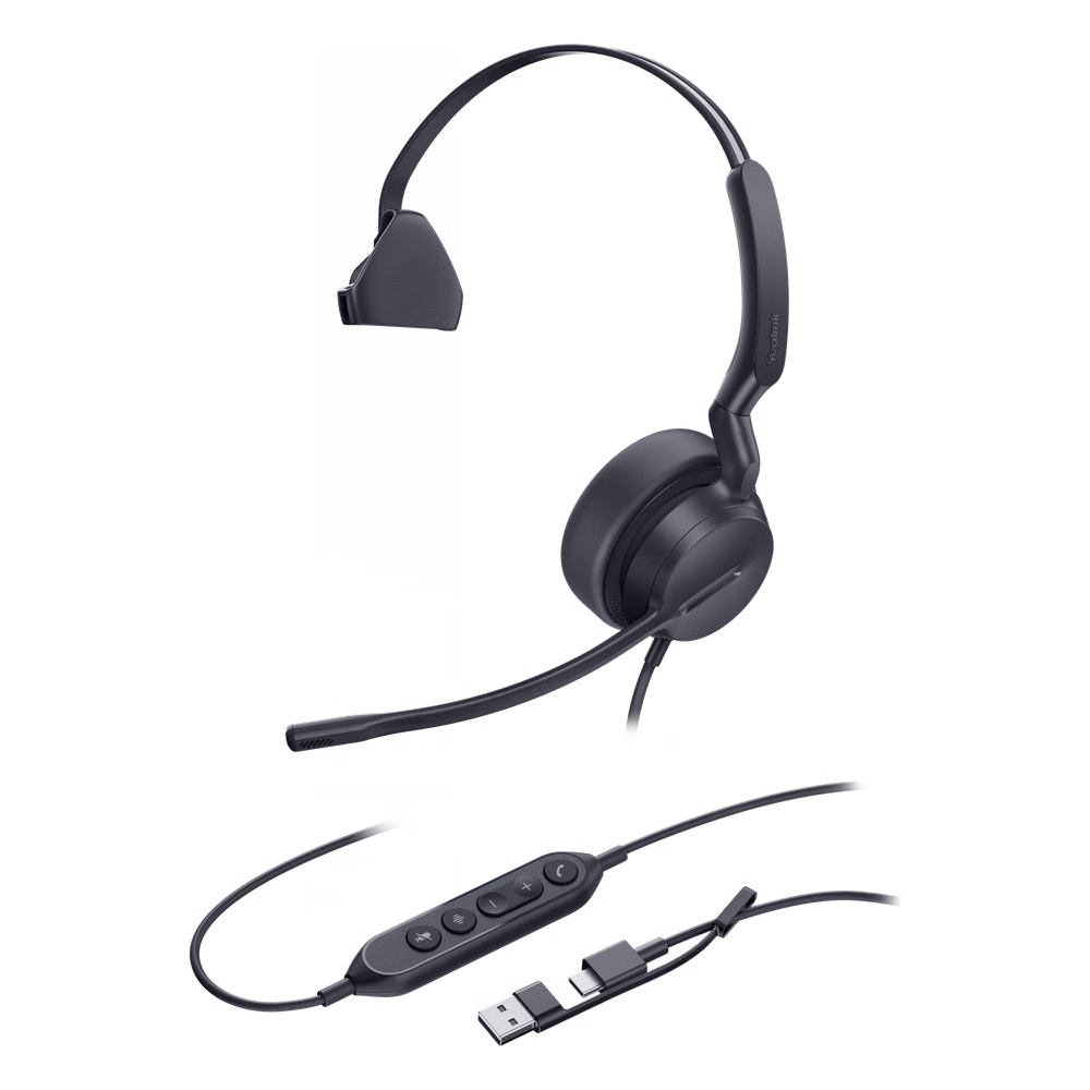 DIADEMA ALÁMBRICA YEALINK UH42 MONO UC CON AUDIO HD Y CONECTIVIDAD USB-C/A