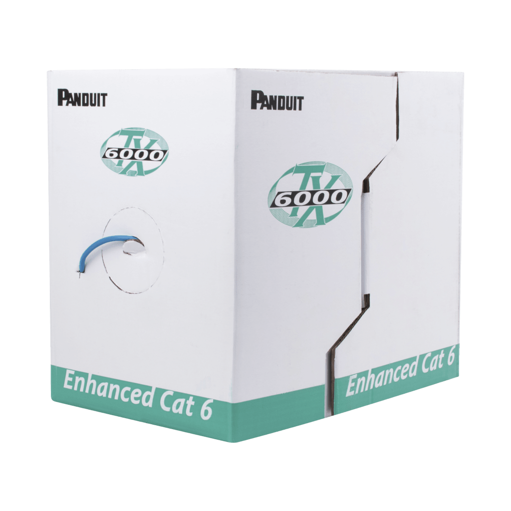 BOBINA DE CABLE UTP 305 METROS (1000 PIES) DE COBRE, TX6000? PANNET, REELEX, AZUL, CATEGORIA 6 MEJORADO (23 AWG), PVC (CM), DE 4 PARES