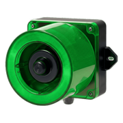 COMBINACION DE BALIZA LED COLOR VERDE Y SIRENA ELECTRÓNICA DE 31 TONOS RESISTENTE A LA INTEMPERIE DE VOLUMEN MÁX. 123 DB A 12-24 VCD