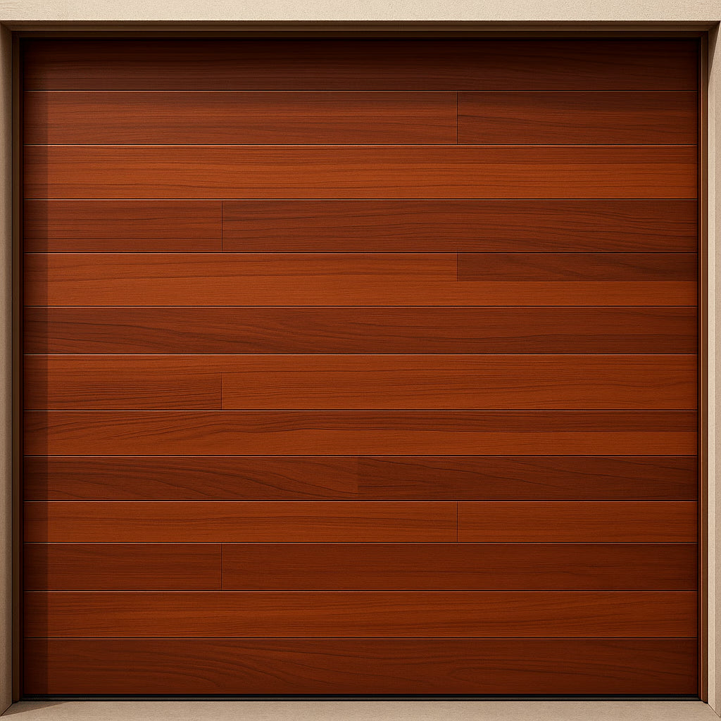 PUERTA DE GARAGE DE ALTA CALIDAD / ESTILO AMERICANO / ACABADO LAMINADO PREMIUM / COLOR MADERA CLARA / 18X7 PIES.