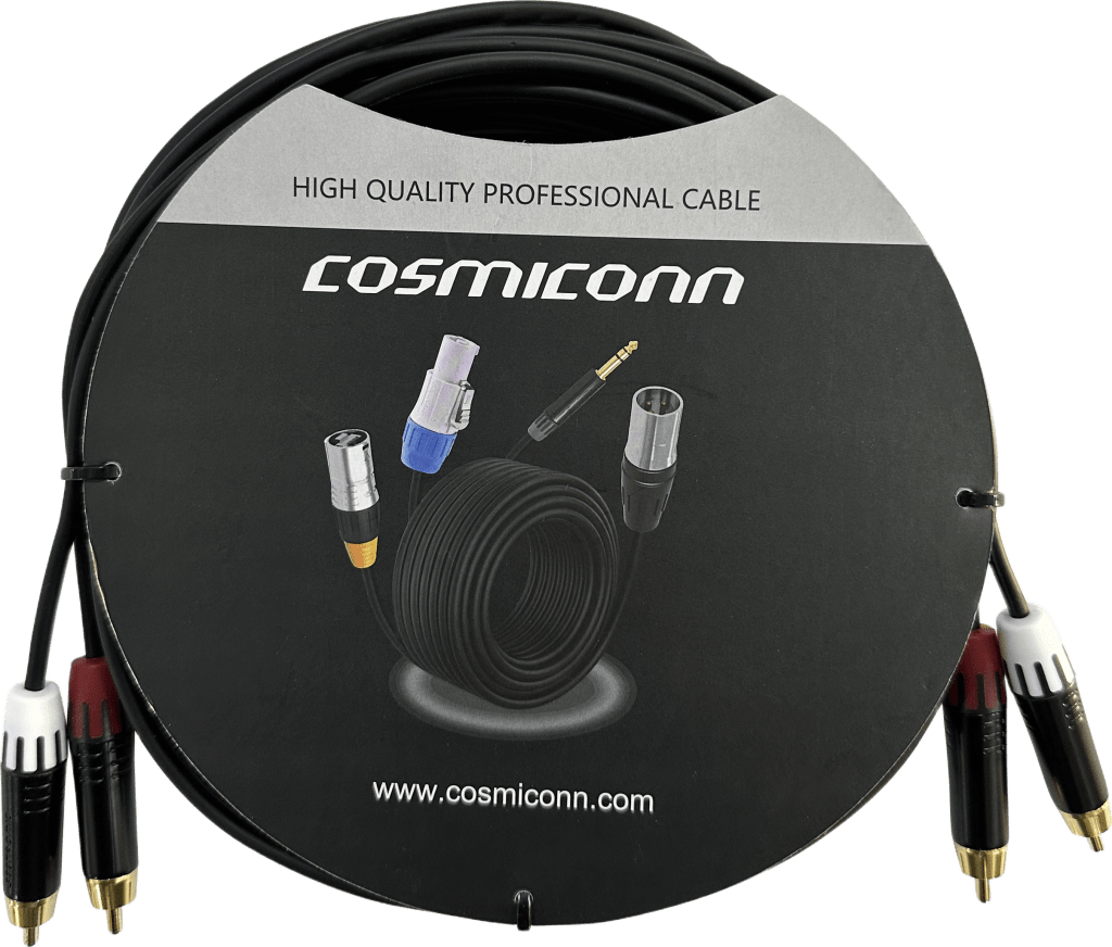 CABLE 2 RCA X 2 RCA, CONECTORES NEGROS, CON DIFERENCIADOR DE BLANCO Y ROJO (2X MT380-RD - 2X MT380-WH), LENGTH 5M