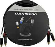 CABLE 2 RCA X 2 RCA, CONECTORES NEGROS, CON DIFERENCIADOR DE BLANCO Y ROJO (2X MT380-RD - 2X MT380-WH), LENGTH 5M