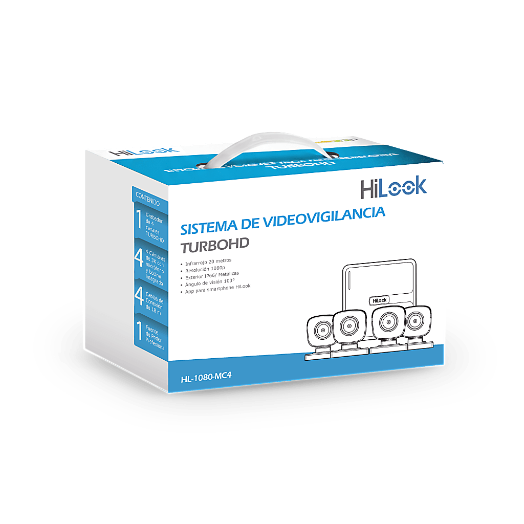 KIT TURBOHD 1080P / DVR 4 CANALES / 4 CÁMARAS BALA DE METAL / H.265+ / 1 FUENTE DE PODER PROFESIONAL / ACCESORIOS DE INSTALACIÓN