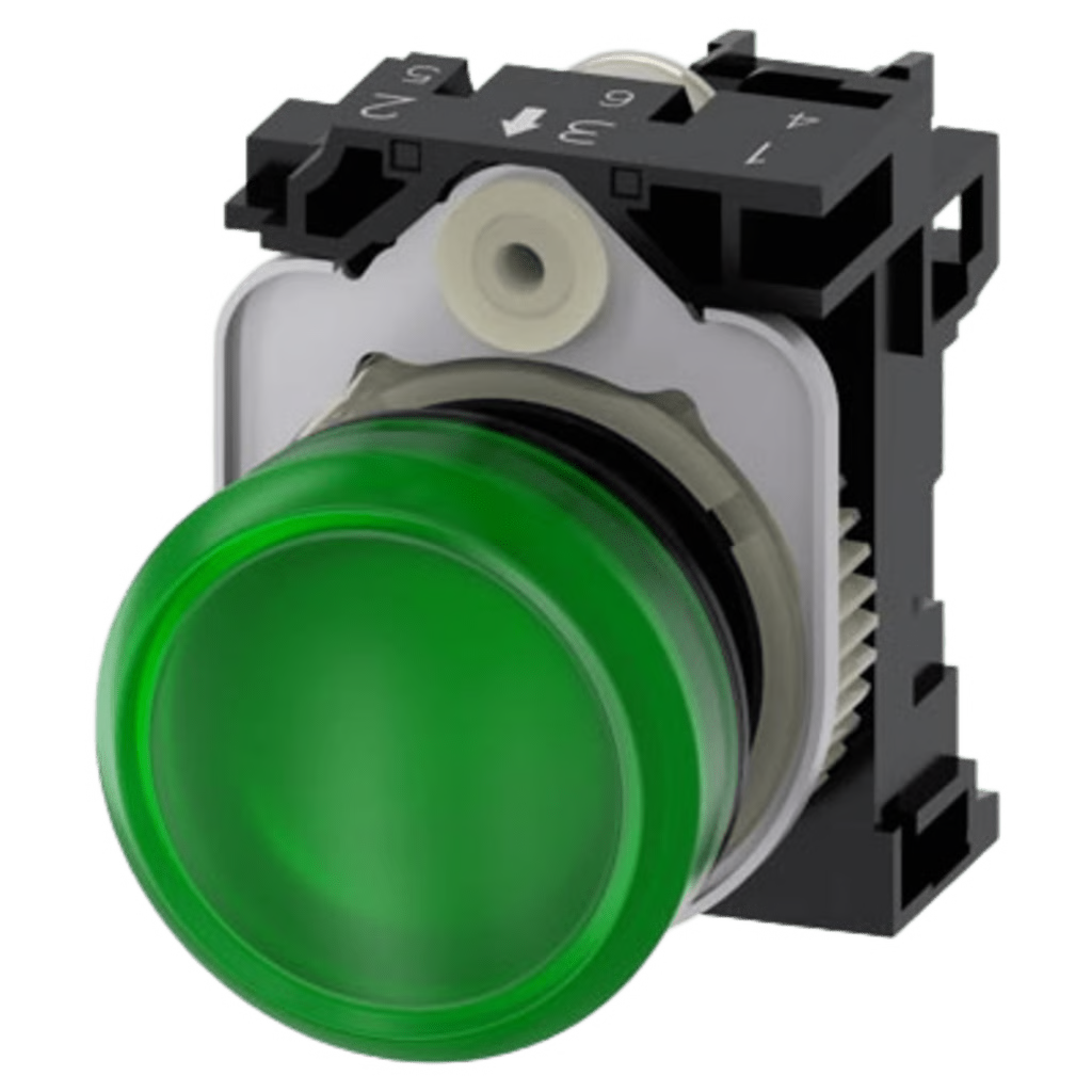 LAMPARA DE SEÑALIZACIÓN PLÁSTICA CON LED COLOR VERDE, 24VCA-VCD
