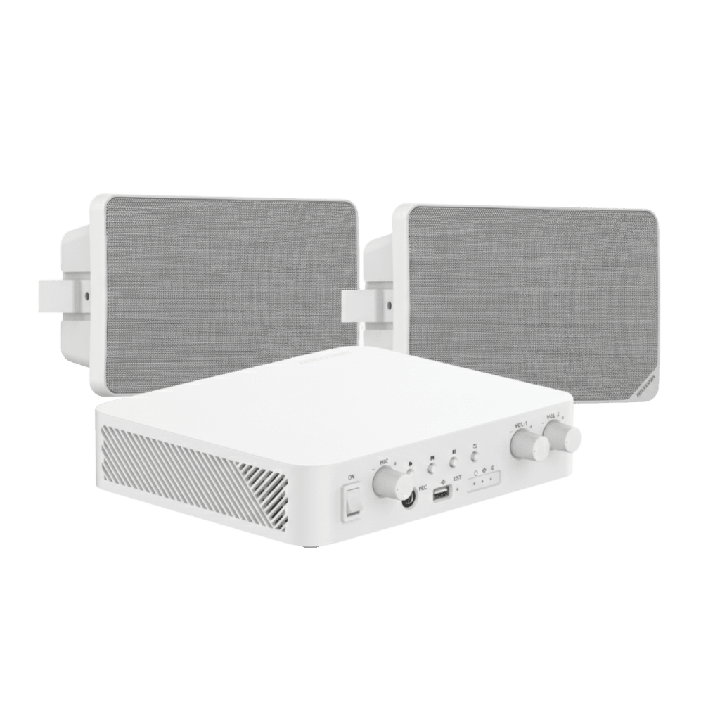 KIT DE AUDIO | 70/100V | 2 ALTAVOCES DE PARED | BLUETOOTH | COLOR BLANCO | HIK-CONNECT