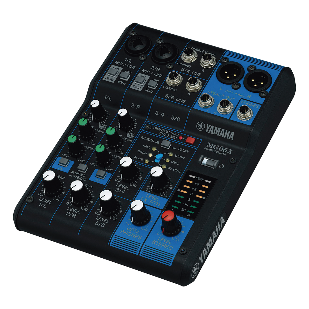 YAMAHA MG-06X - MEZCLADORA DE AUDIO / 6 CANALES / 2 ENTRADAS MICRÓFONO + 4 ENTRADAS LÍNEA / EFECTOS SPX INTEGRADOS / PHA