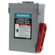 INTERRUPTOR DE SEGURIDAD CERRADO DE DOBLE RUPTURA. INTERRUPTOR DE SERIE A, 2 POLOS, 2 HILOS SIN FUSIBLE, USO GENERAL. NEMA 3R-Área Eléctrica-SIEMENS-Bsai Seguridad & Controles