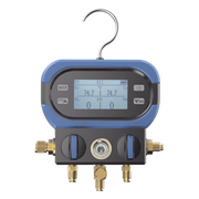 MANIFOLD DIGITAL DMAA 2 VÁLVULAS / SENSOR DIGITAL ALTA PRECISIÓN / PANTALLA LCD RETROILUMINADA / RANGO -14 A 800 PSI (55 BAR) / COMPATIBILIDAD MÚLTIPLES REFRIGERANTES / DISEÑO ANTI-CAÍDAS / INCLUYE 3 MANGUERAS Y ADAPTADO