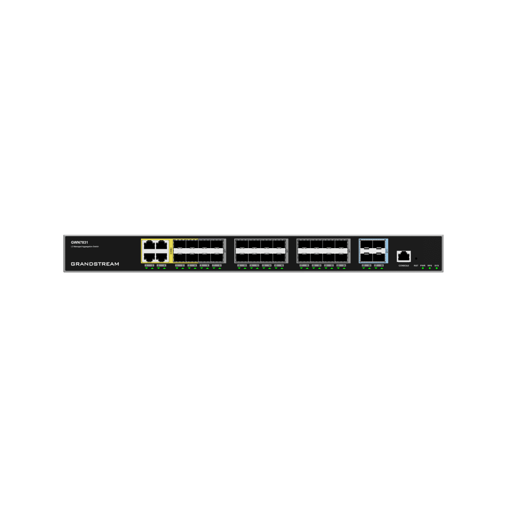 SWITCH DE AGREGACIÓN CAPA 3 / 4 PUERTOS GIGABIT ETHERNET / 24 PUERTOS GIGABIT SFP / 4 PUERTOS 10GIGABIT SFP+ / QOS INTEGRADA / SOPORTE IPV6 E IPV4 / SEGURIDAD AVANZADA / STACKING /-Networking-GRANDSTREAM-Bsai Seguridad & Controles