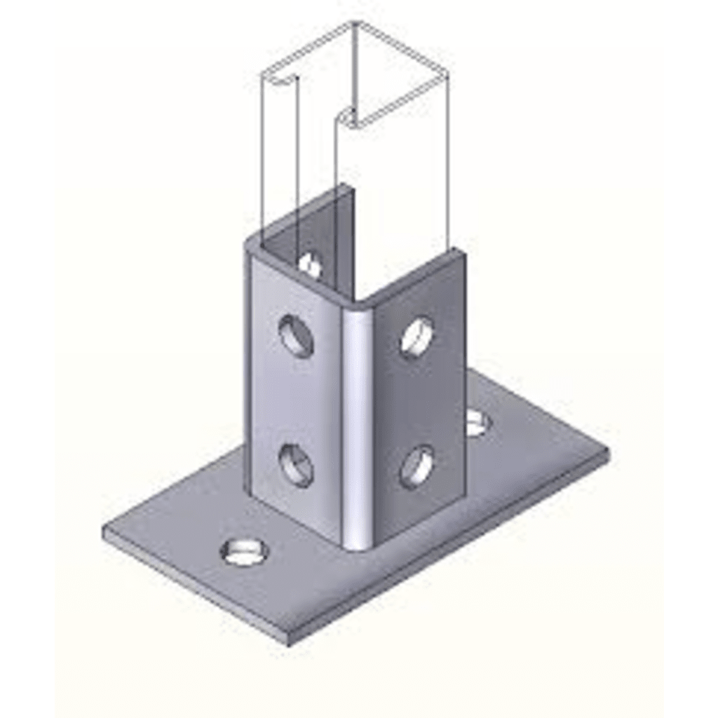 BASE CUADRADA CON 4 PERFORACIONES PARA PERFIL SENCILLO.-Torres y Mástiles-ANCLO-Bsai Seguridad & Controles