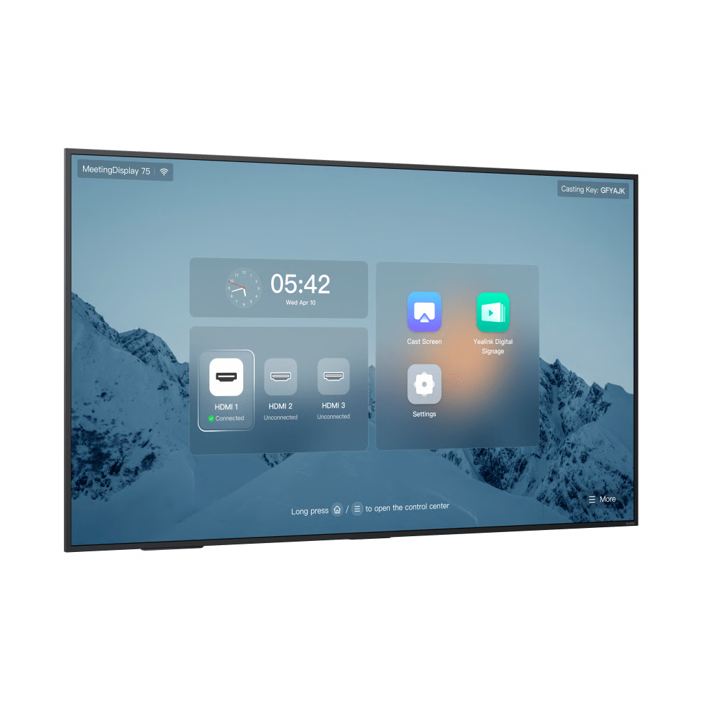 PANTALLA PROFESIONAL YEALINK DE 75" MD-75 PARA SALAS DE JUNTAS, CON INTEGRACIÓN A MEETINGBARS Y CONTROL INTELIGENTE