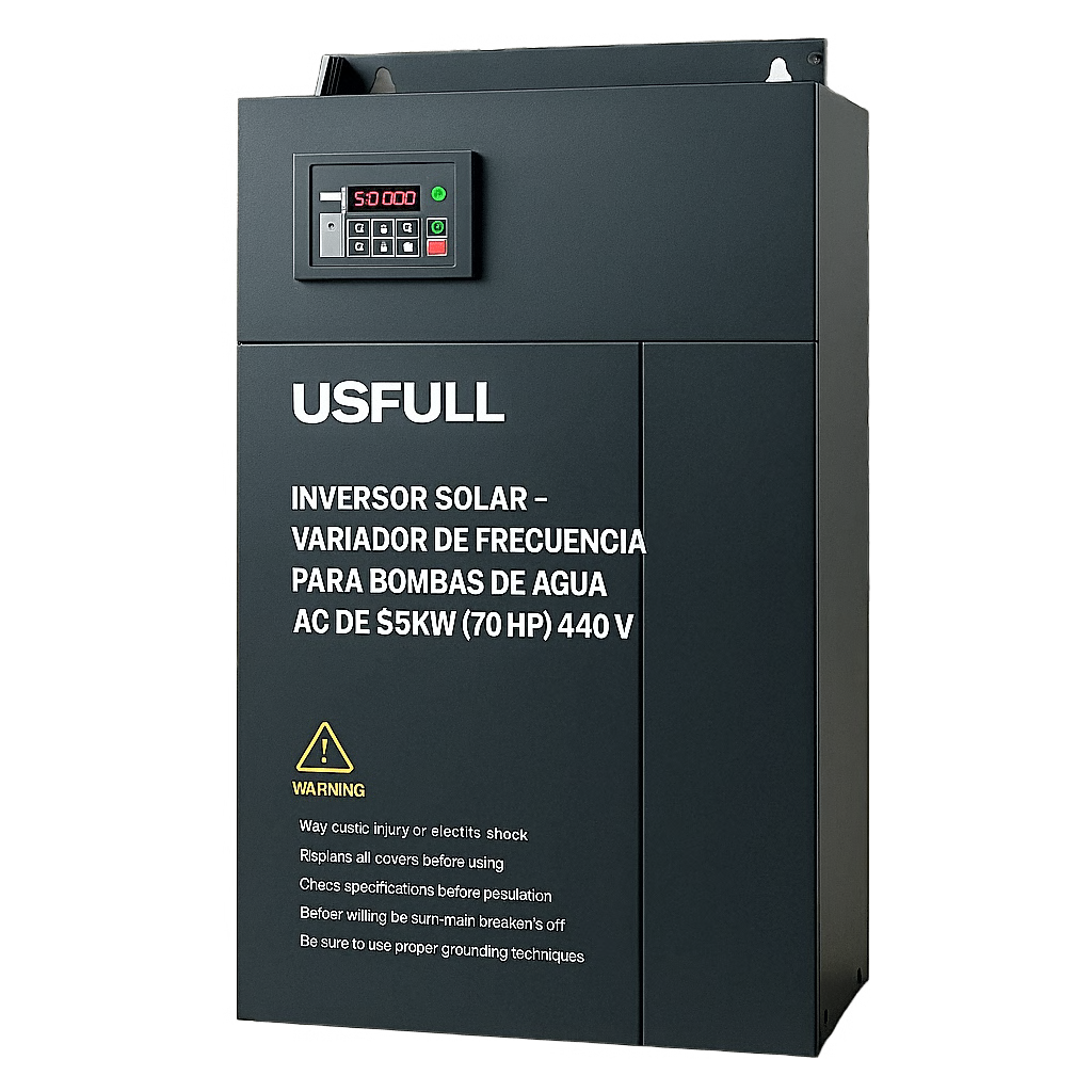 INVERSOR SOLAR - VARIADOR DE FRECUENCIA PARA BOMBAS DE AGUA AC DE 55KW (70 HP)   440V: POTENCIA Y EFICIENCIA PARA APLICACIONES EXIGENTES