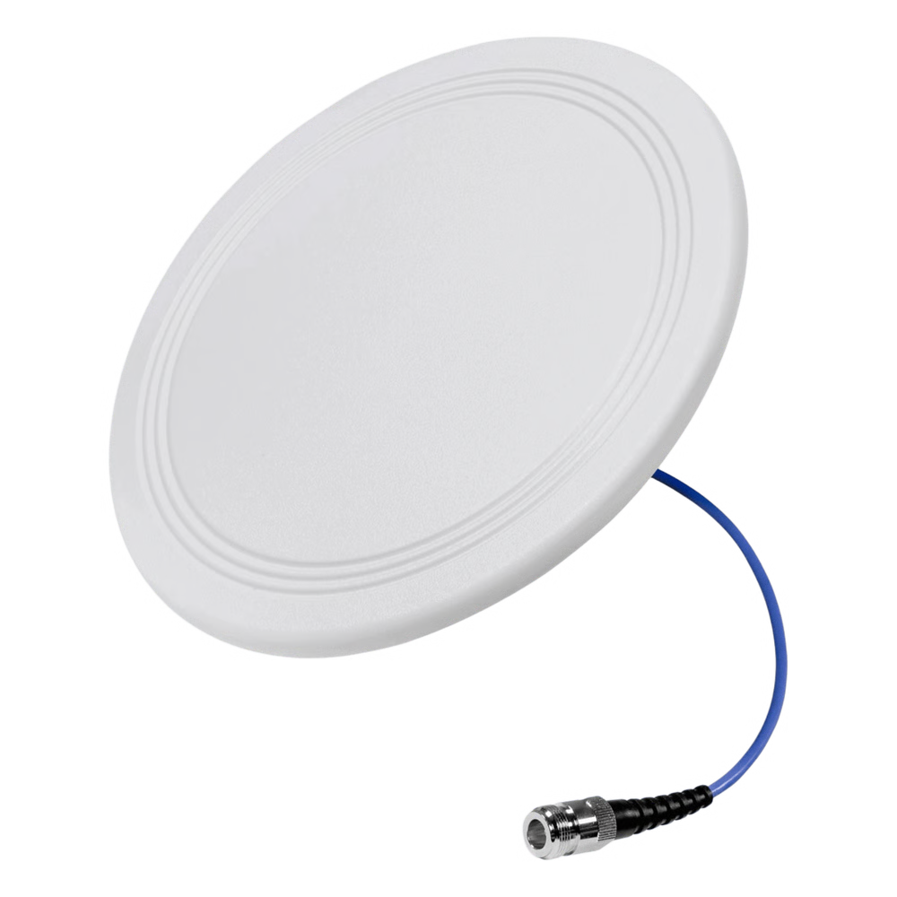 ANTENA OMNIDIRECCIONAL PARA TECHO INTERIOR / 600-6000 MHZ / 5 BANDAS CELULARES Y WIFI / PERFIL ULTRA BAJO 8 MM / CONECTOR N-HEMBRA / CABLE PLENUM 30 CM / MATERIAL DEL RADOMO, ABS