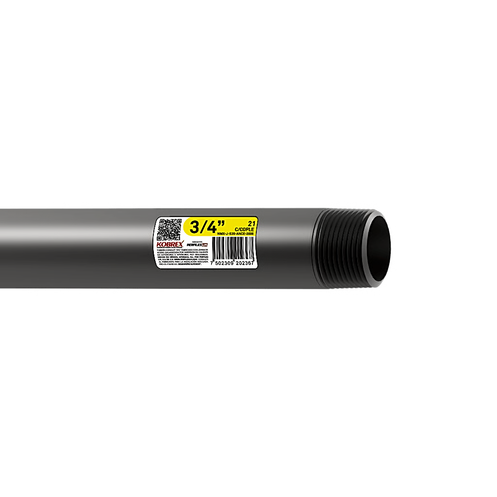 TUBERÍA CONDUIT PARED GRUESA DE ACERO GALVANIZADO DE 3/4" / RECUBRIMIENTO ZINC INTERIOR Y EXTERIOR / INMERSIÓN EN CALIENTE / ETIQUETA AMARILLA/ NMX-J-535-ANCE.
