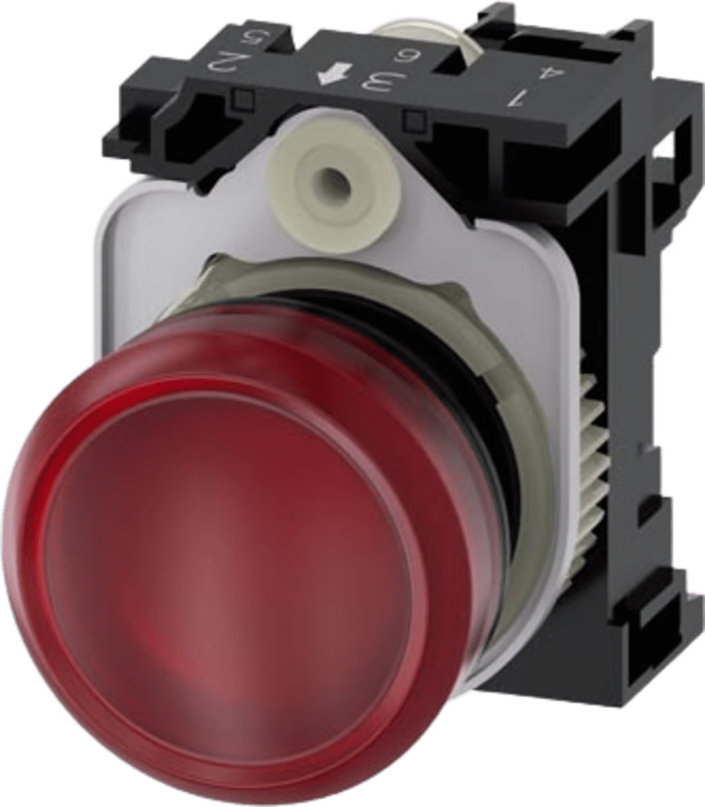 LAMPARA DE SEÑALIZACIÓN PLÁSTICA CON LED COLOR ROJA, 24VCA-VCD