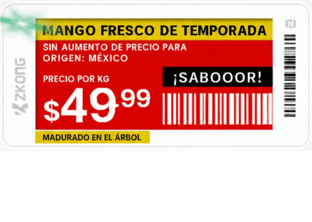 ETIQUETA DE ESTANTERÍA ELECTRÓNICA ESL ZKE21B / PANTALLA EPD 2.13 PULGADAS / RESOLUCIÓN 122X250 PÍXELES / 4 COLORES (NEGRO BLANCO ROJO AMARILLO) / BLE 5.0 CON ENCRIPTACIÓN AES-128 / BATERÍA 5 AÑOS / NFC / C