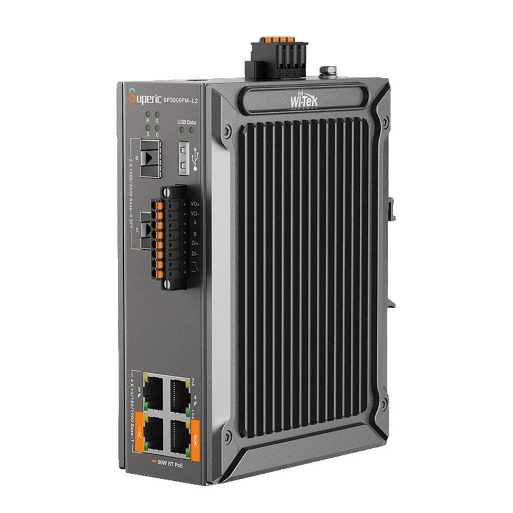 SWITCH INDUSTRIAL ADMINISTRABLE / GIGABIT CON 2 PUERTOS POE BT / 2 PUERTOS POE AF/AT / 2 SFP GIGABIT / SOPORTA RS485 / PRESUEPUESTO POE 128W
