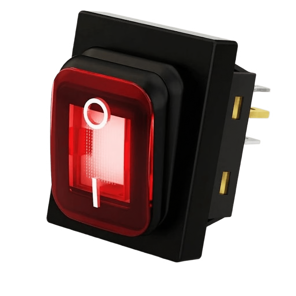 INTERRUPTOR TIPO SWITCH CON LED COLOR ROJO / IP65 / DISEÑO INDUSTRIAL / NO, COM, NC / TERMINALES TIPO TORNILLO