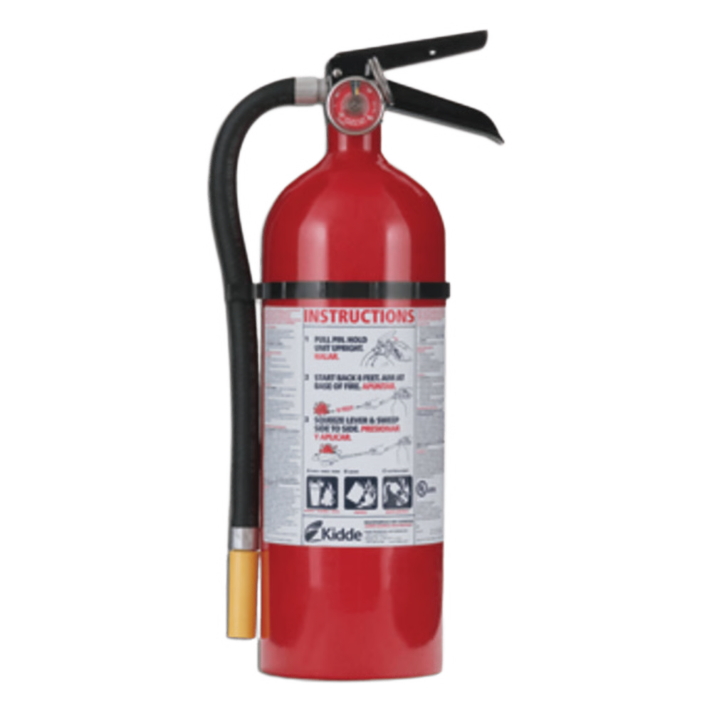 EXTINTOR RECARGABLE DE POLVO QUÍMICO SECO MULTIPROPÓSITO PARA FUEGOS CLASE A, B Y C, 5.5 LB, CON SOPORTE DE PARED, PAQUETE DE 6