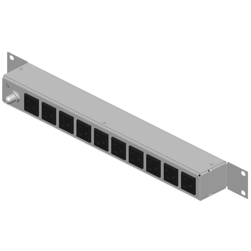 PDU HORIZONTAL / 10 CONTACTOS NEMA 5-15R / RACK 19 IN 1UR / 120VCA 15A / PROTECCIÓN CON REESTABLECEDOR 15A / CABLE 2.5 M (8.2 FT) / LÁMINA DE ACERO ROLADA EN FRÍO