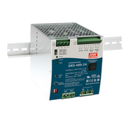 FUENTE DE PODER INDUSTRIAL DE 480W CON CARGADOR DE BATERÍAS, SALIDA 24VCC, 20A, PARA MONTAJE RIEL DIN
