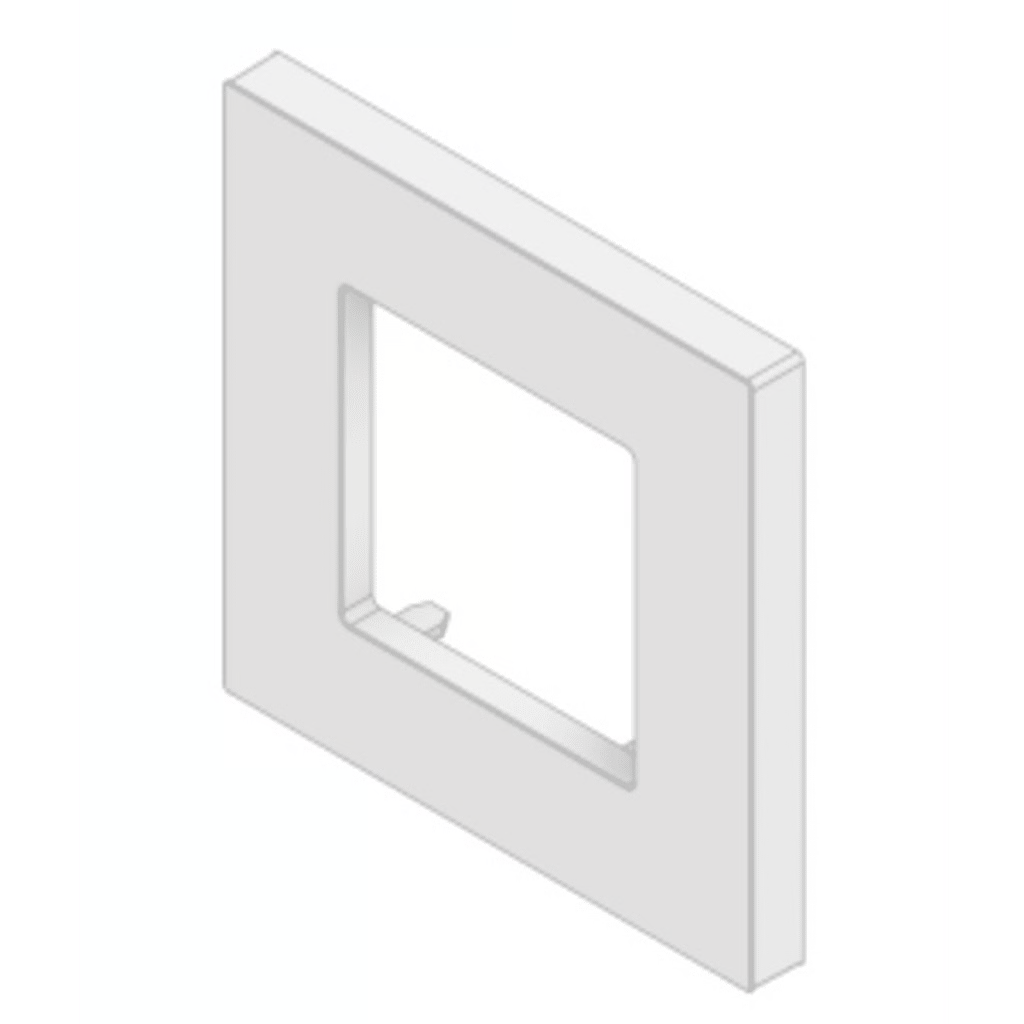 EMBELLECEDOR PARA CAJA EUROPEA / DIMENSIONES 84X84X8 MM EXTERNAS / ABS ANTIMICROBIANO / BLANCO CON EFECTO DE CONTRASTE / COLOCACIÓN FÁCIL Y RÁPIDA